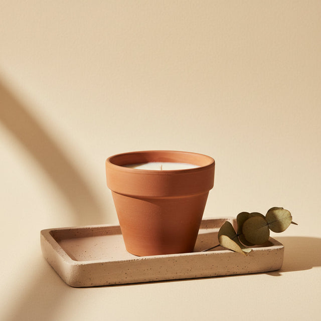 Candela Sabbia — cera di soia in terracotta, Kaya Deco